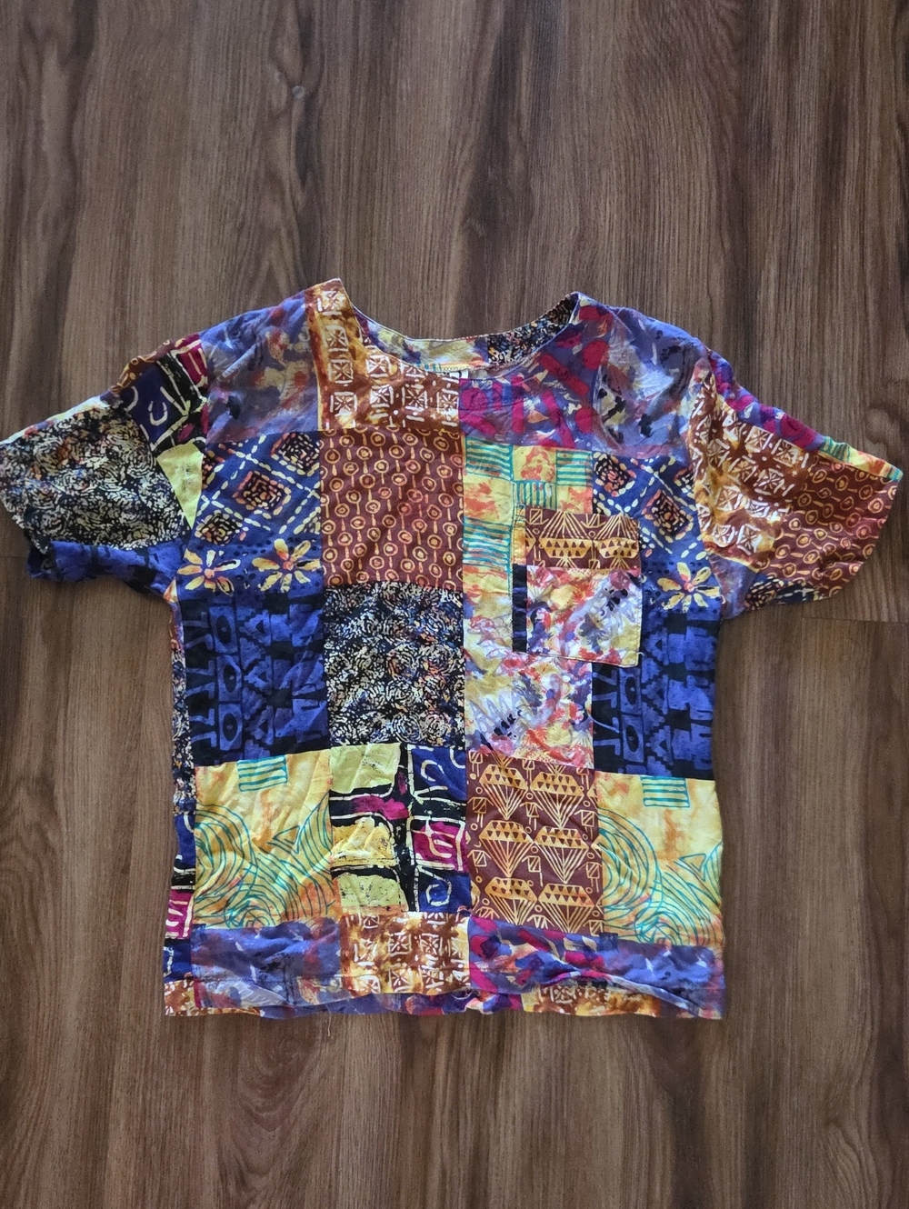 Vintage Clio Multicolor Abstract Patchwork Tee